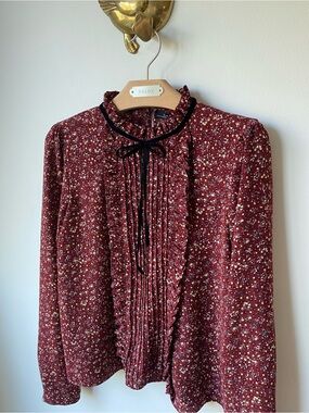 Zara • Blouse with Black Bow Sz S